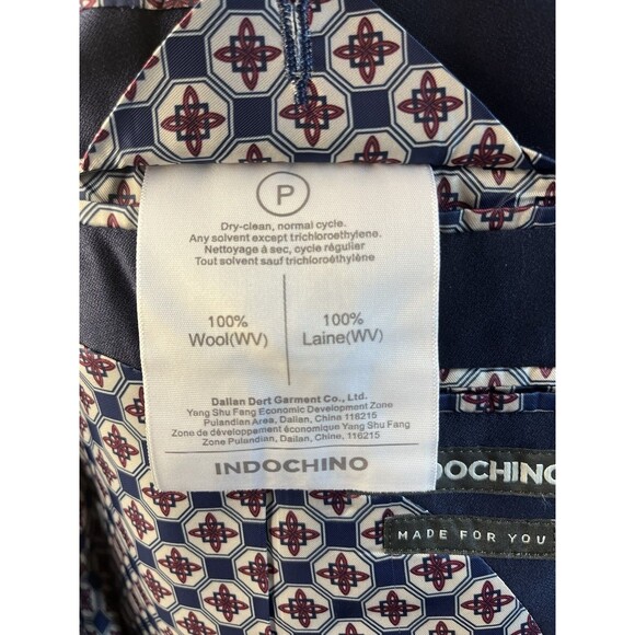 INDOCHINO Bespoke Men Custom Tailored Wool Navy Suit Jacket Pants 44-46R W40xL29 - Picture 11 of 16
